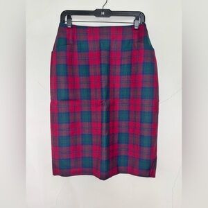 Vintage 90’s St Michael Marks And Spencer 100% Wool Lined Plaid Tartan Skirt